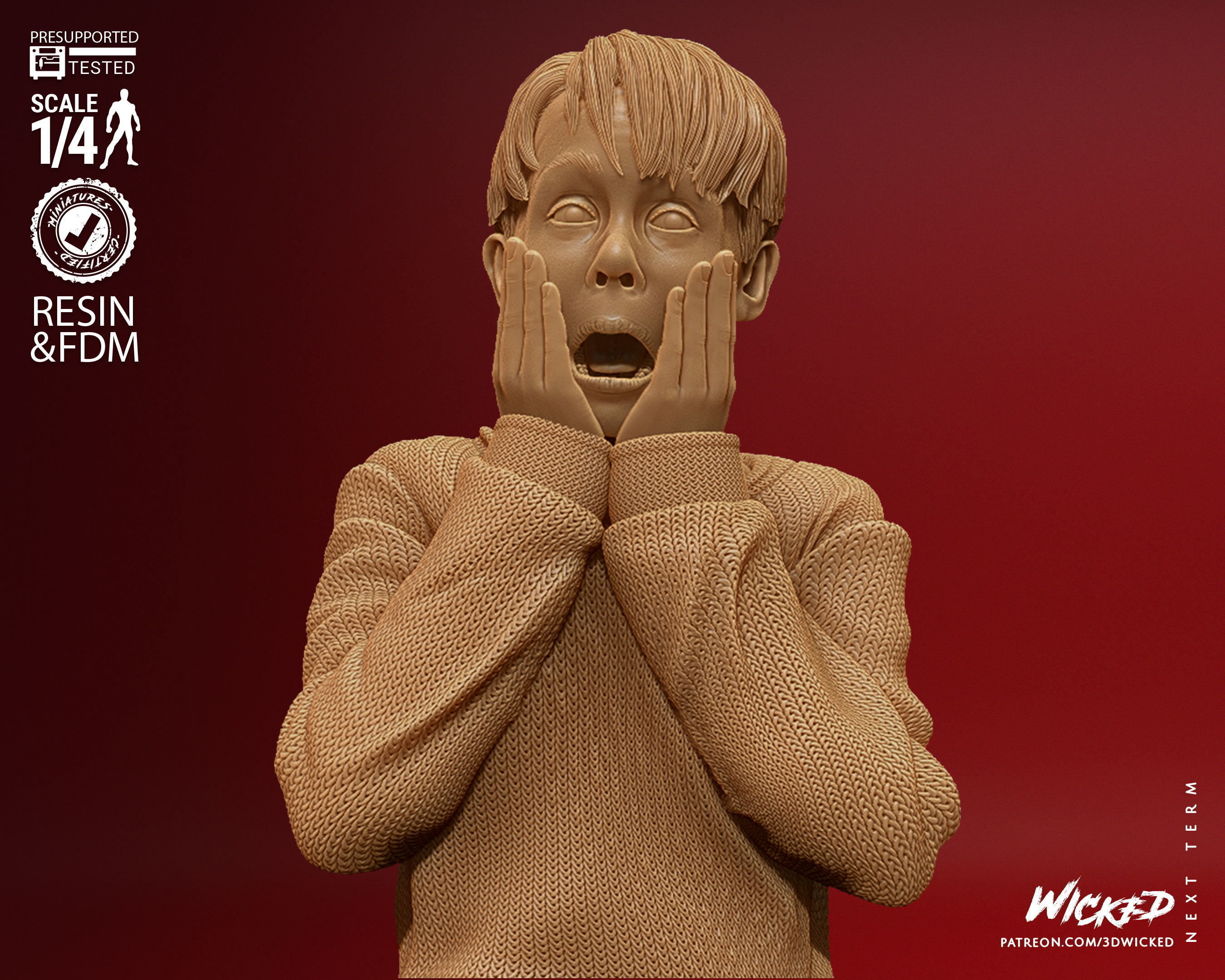 Wicked Home Alone Kevin Bust Tested for 3D printing 3D print model_16
