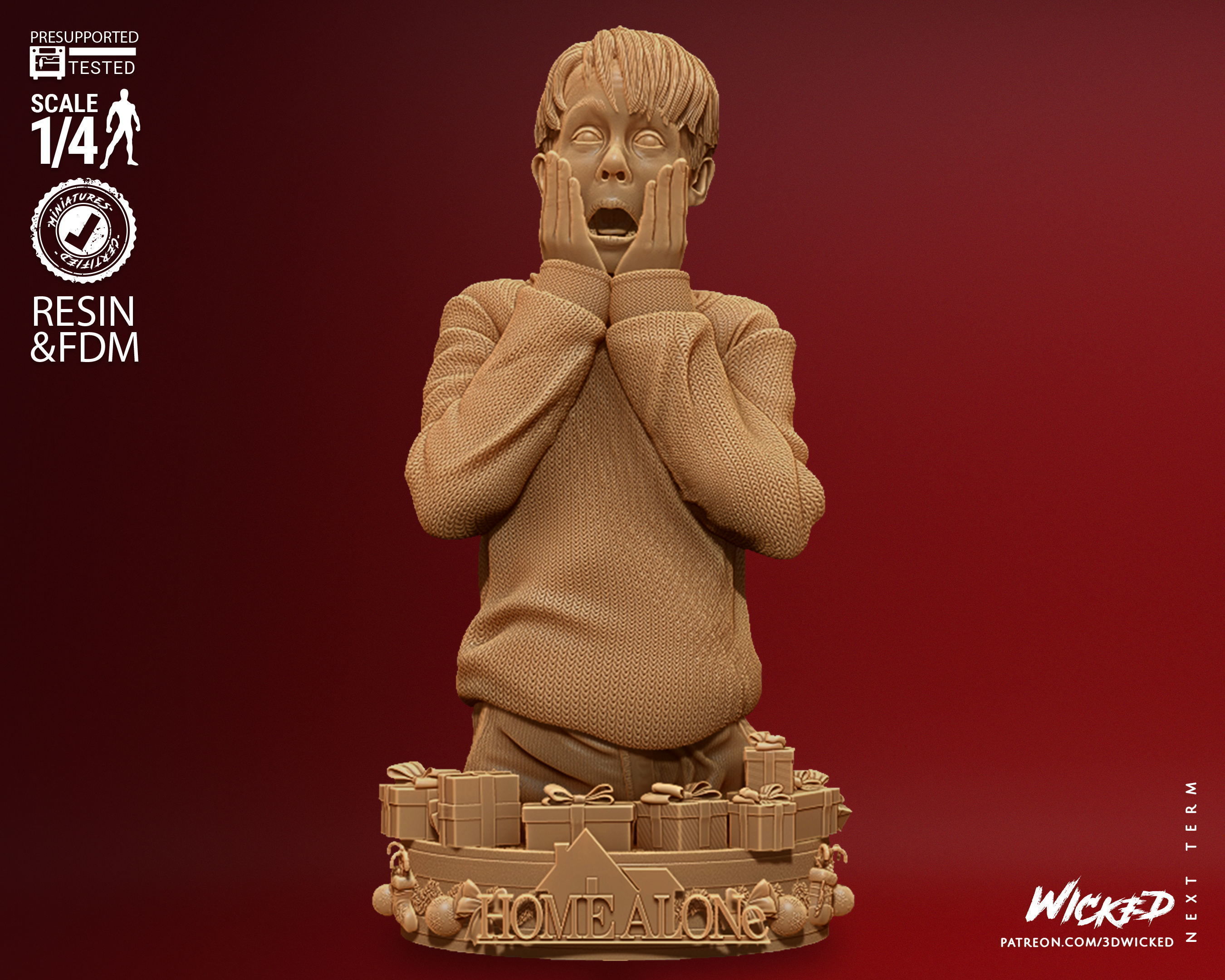 Wicked Home Alone Kevin Bust Tested for 3D printing 3D print model_2