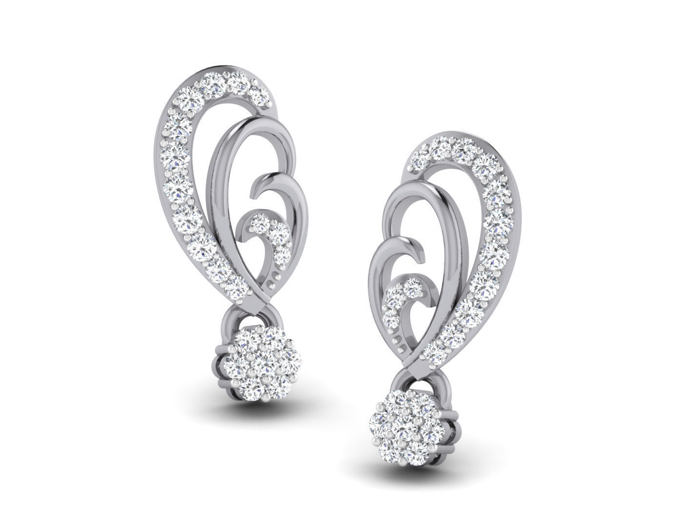 High Jewelry Pendant Earrings Set 3dm stl obj mtl gltf glb 3D print model_4