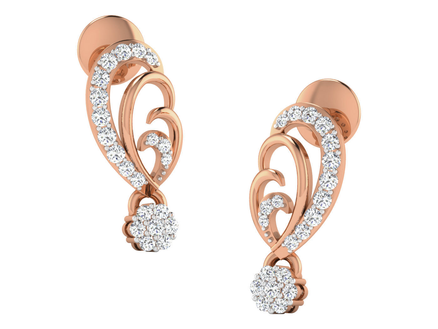 High Jewelry Pendant Earrings Set 3dm stl obj mtl gltf glb 3D print model_1