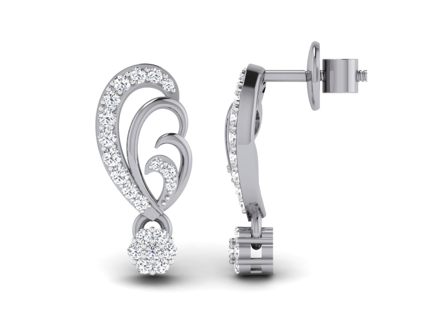 High Jewelry Pendant Earrings Set 3dm stl obj mtl gltf glb 3D print model_8