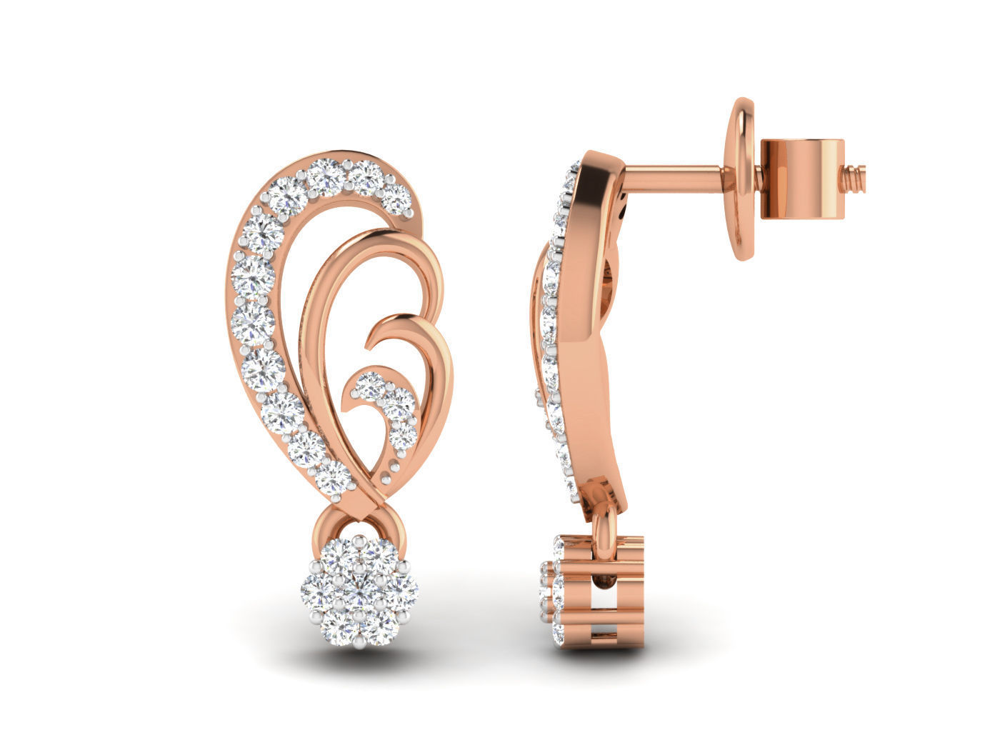 High Jewelry Pendant Earrings Set 3dm stl obj mtl gltf glb 3D print model_7