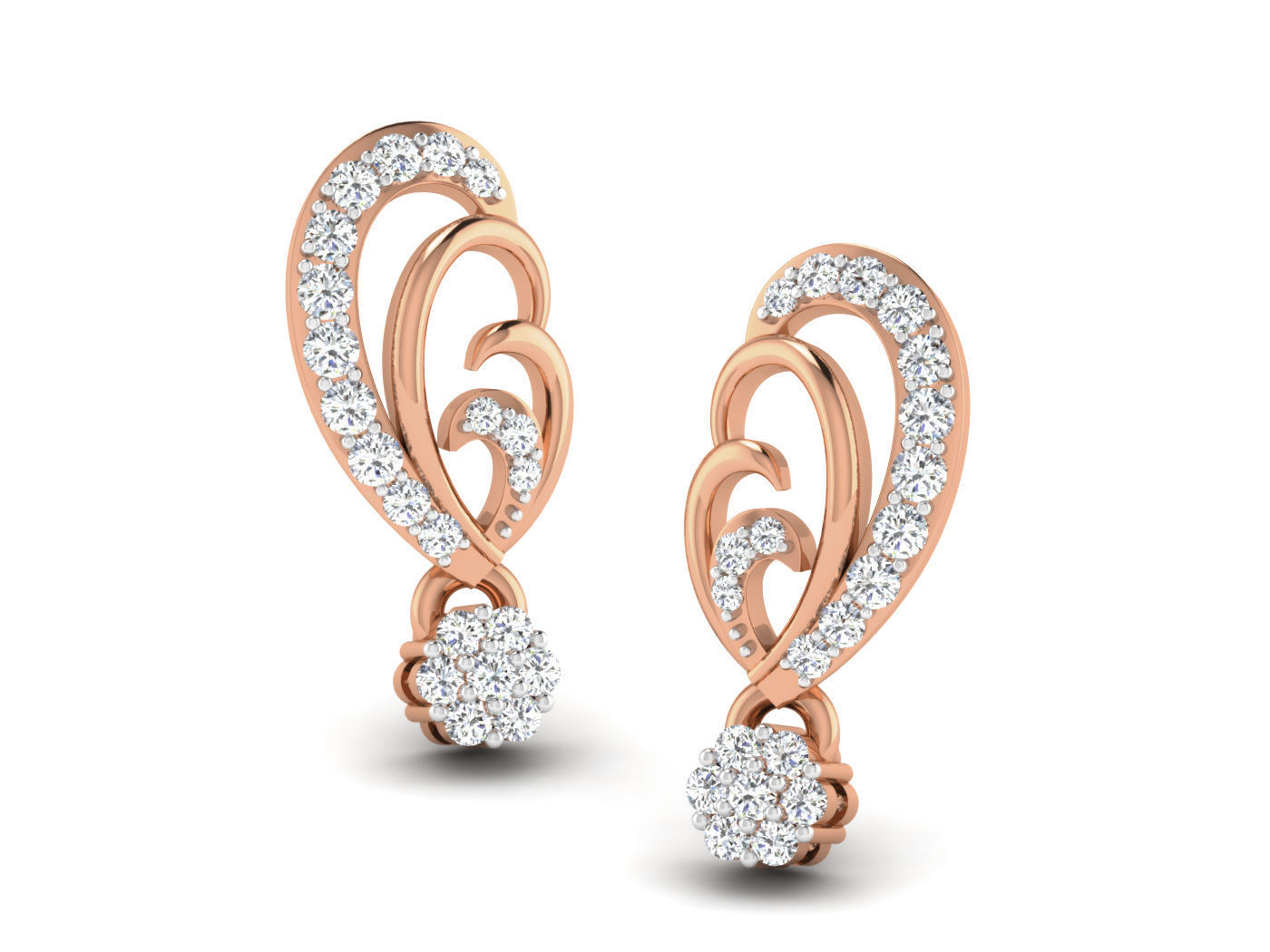 High Jewelry Pendant Earrings Set 3dm stl obj mtl gltf glb 3D print model_5