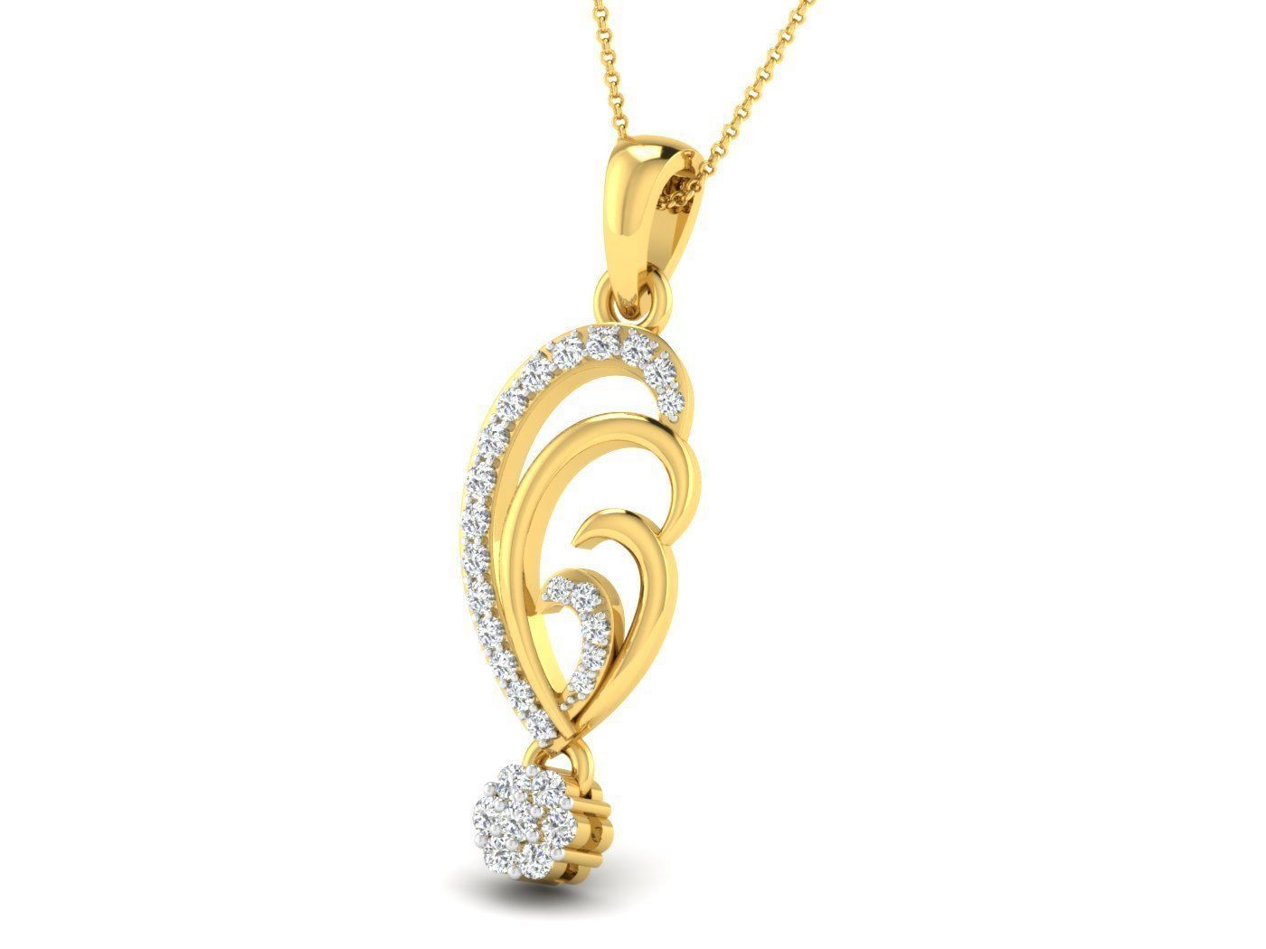 High Jewelry Pendant Earrings Set 3dm stl obj mtl gltf glb 3D print model_9