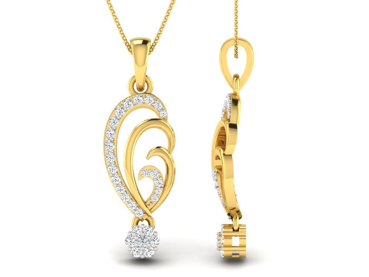 High Jewelry Pendant Earrings Set 3dm stl obj mtl gltf glb 3D print model_12