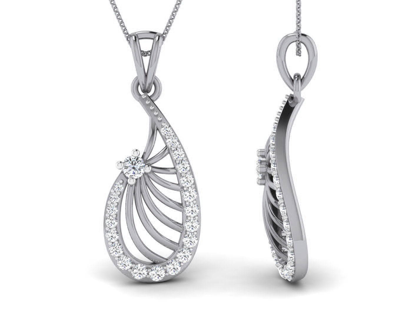 High Jewelry Pendant Earrings Set 3dm stl obj mtl gltf glb 3D print model_12