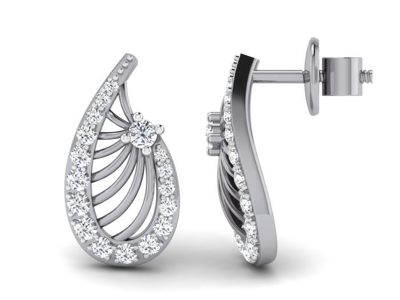 High Jewelry Pendant Earrings Set 3dm stl obj mtl gltf glb 3D print model_9