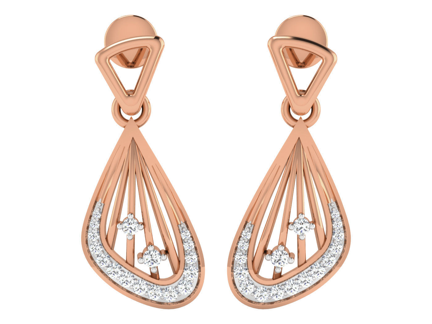 Wire High Jewelry Pendant Earrings Set 3dm stl obj mtl gltf glb 3D print model_12