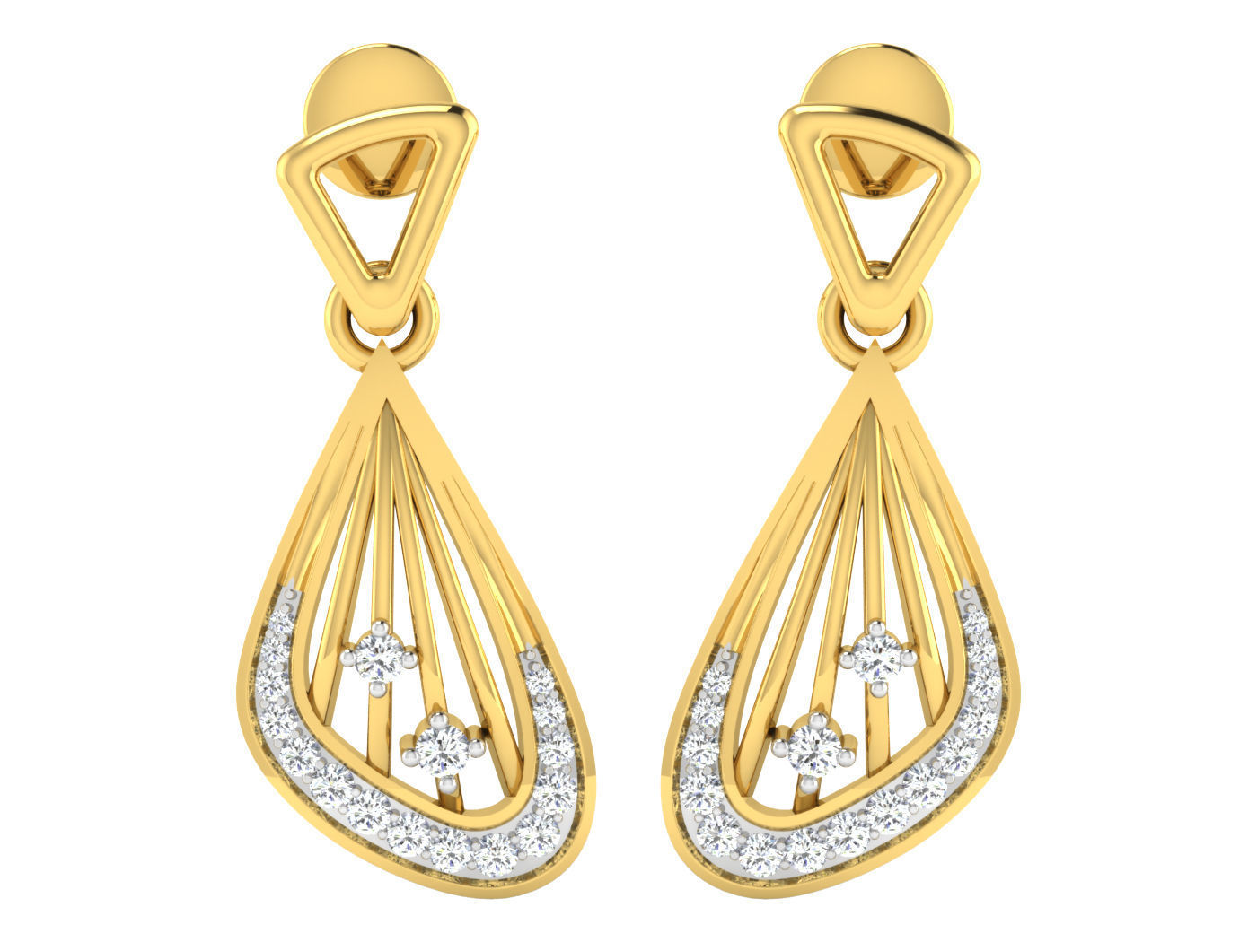 Wire High Jewelry Pendant Earrings Set 3dm stl obj mtl gltf glb 3D print model_11