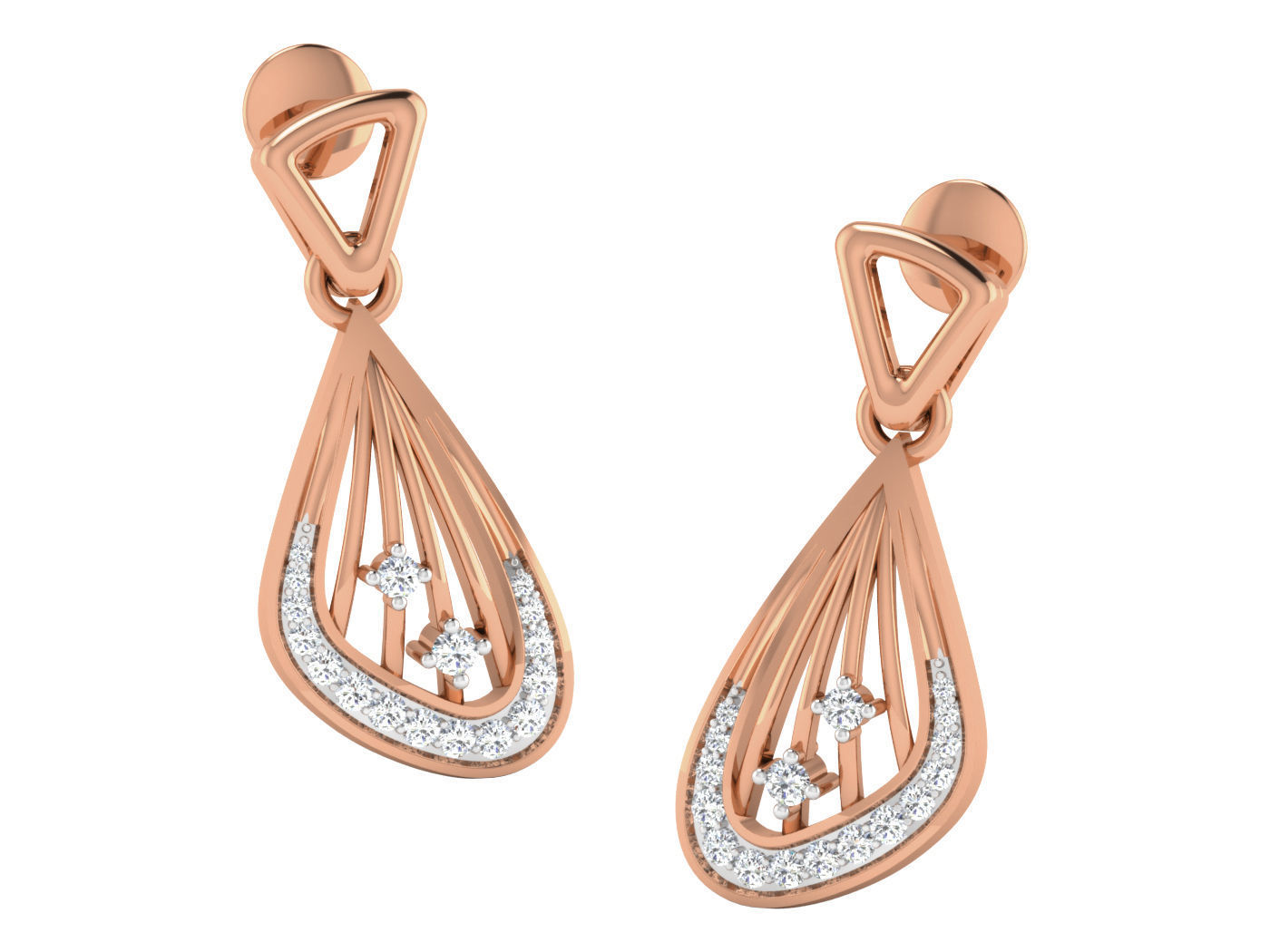 Wire High Jewelry Pendant Earrings Set 3dm stl obj mtl gltf glb 3D print model_1