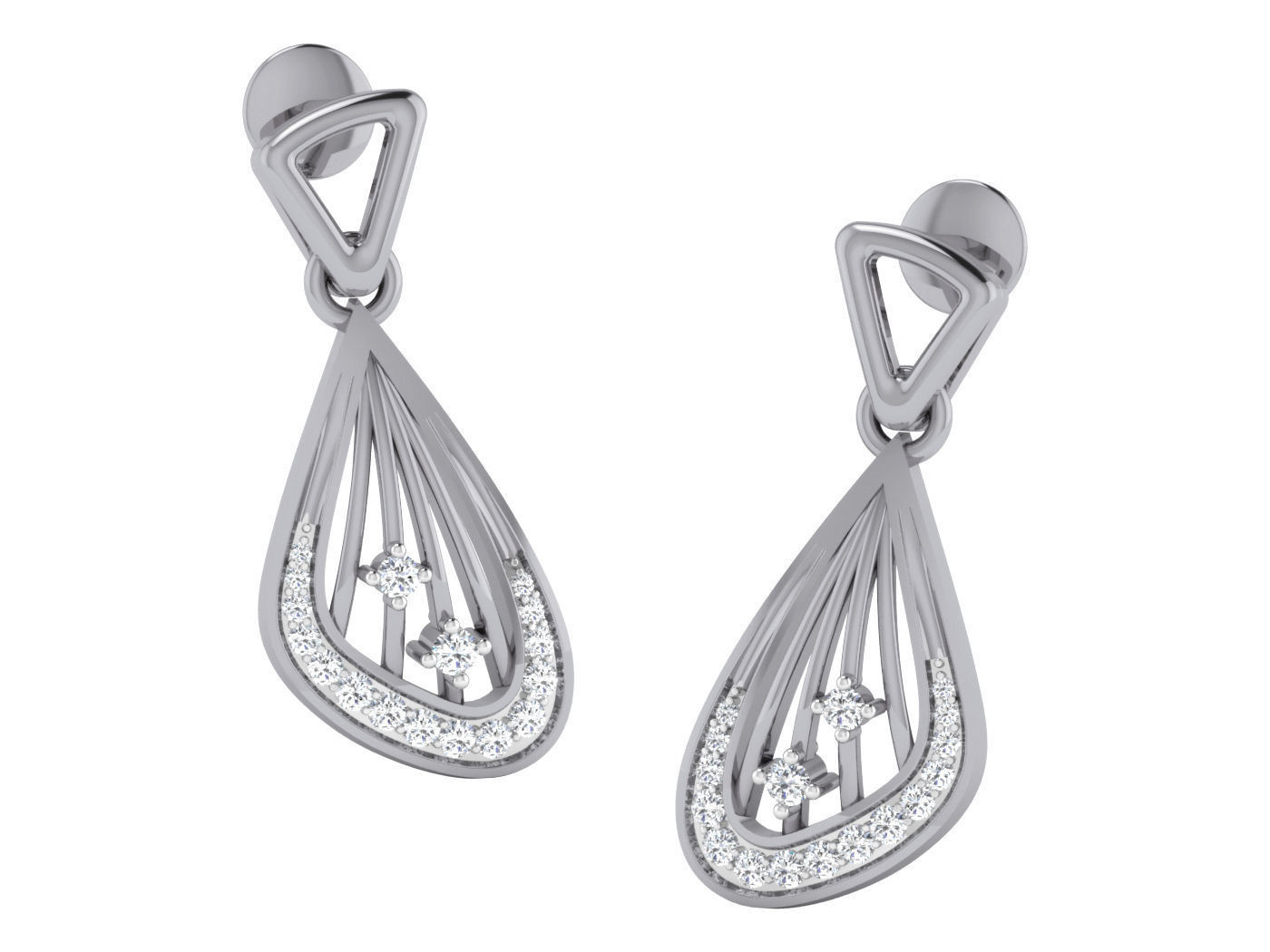 Wire High Jewelry Pendant Earrings Set 3dm stl obj mtl gltf glb 3D print model_6