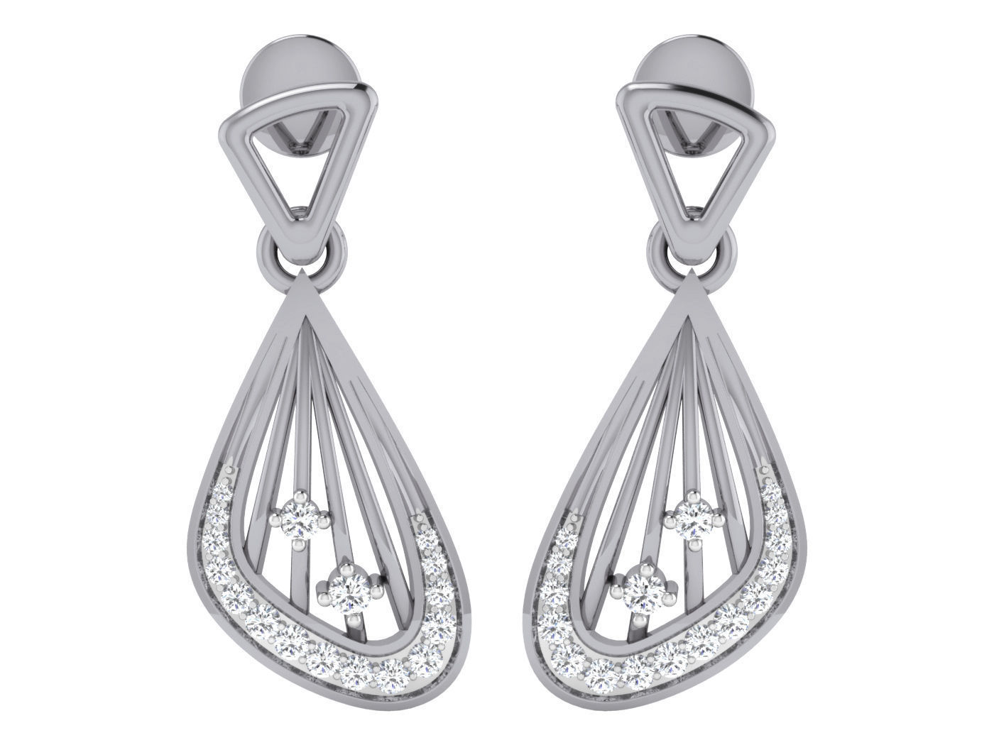 Wire High Jewelry Pendant Earrings Set 3dm stl obj mtl gltf glb 3D print model_10