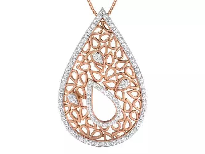 Leaf High Jewelry Pendant Earrings Set 3dm stl obj mtl gltf glb