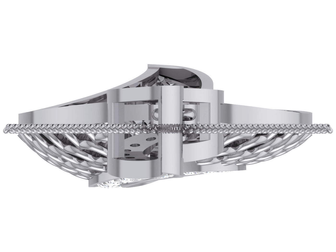 Wire Mesh High Jewelry Pendant Earrings Set 3dm stl obj mtl 3D print model_20