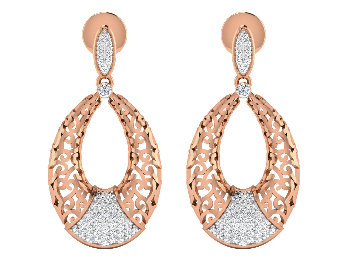 Wire Mesh High Jewelry Pendant Earrings Set 3dm stl obj mtl  3D print model_10