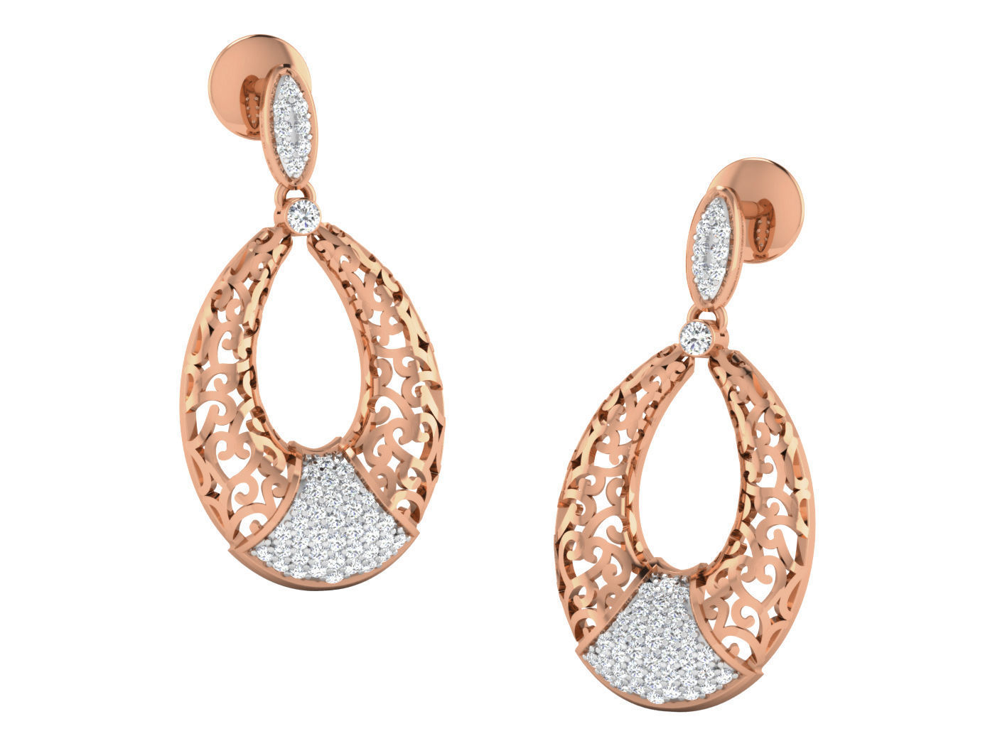 Wire Mesh High Jewelry Pendant Earrings Set 3dm stl obj mtl  3D print model_1