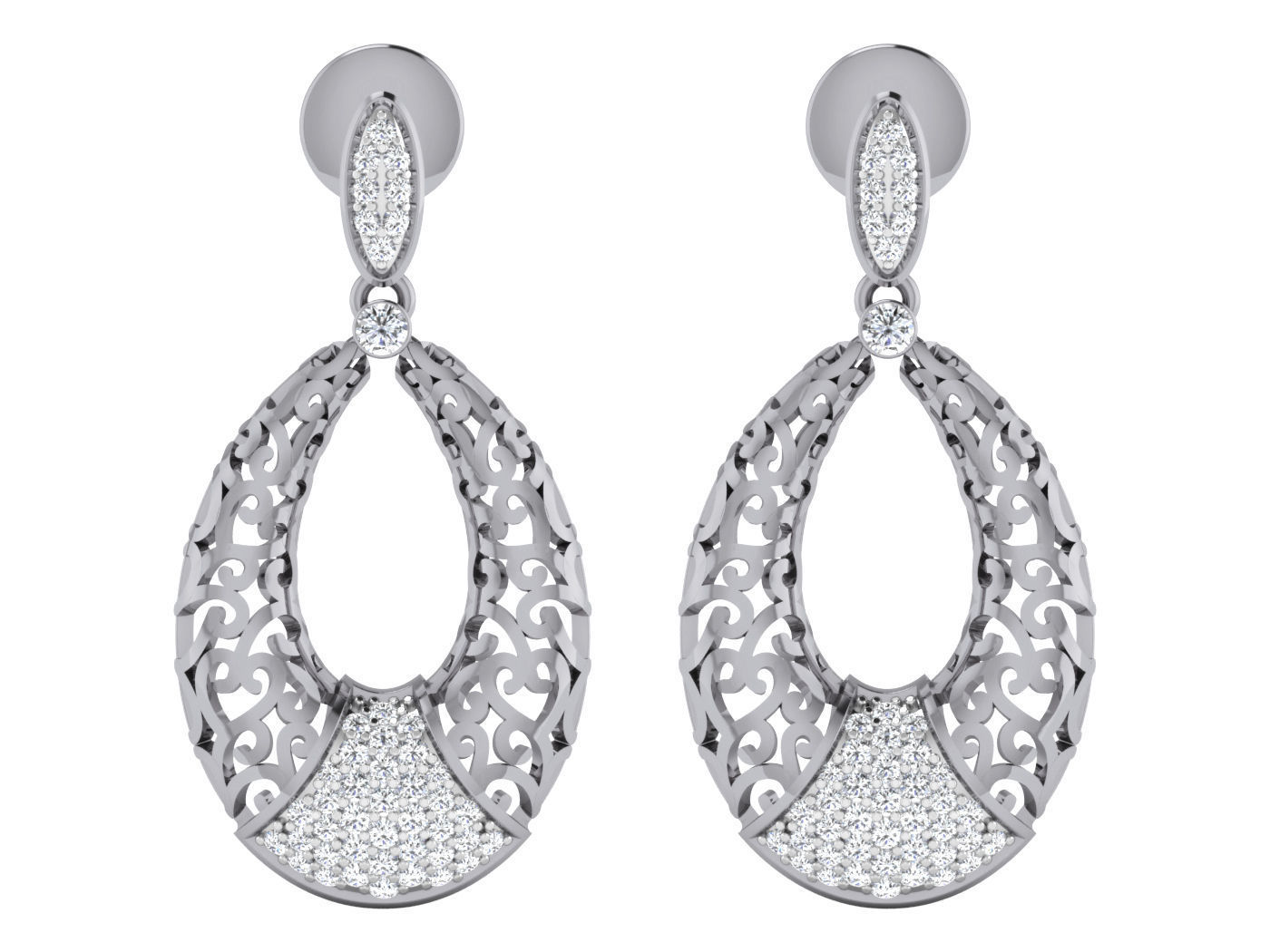 Wire Mesh High Jewelry Pendant Earrings Set 3dm stl obj mtl  3D print model_12