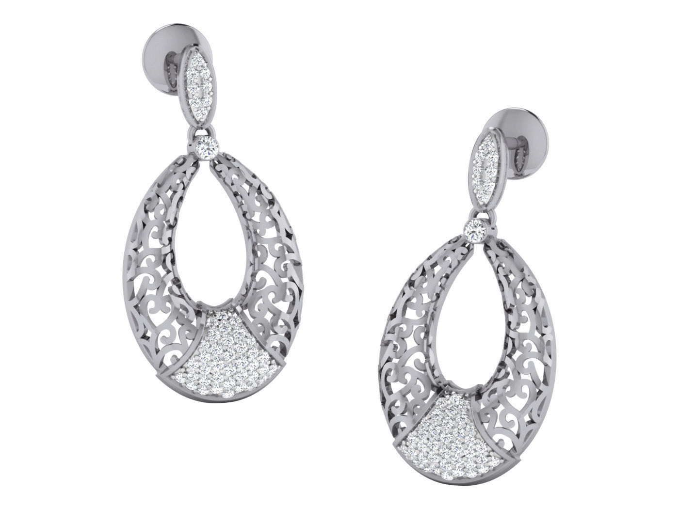 Wire Mesh High Jewelry Pendant Earrings Set 3dm stl obj mtl  3D print model_7