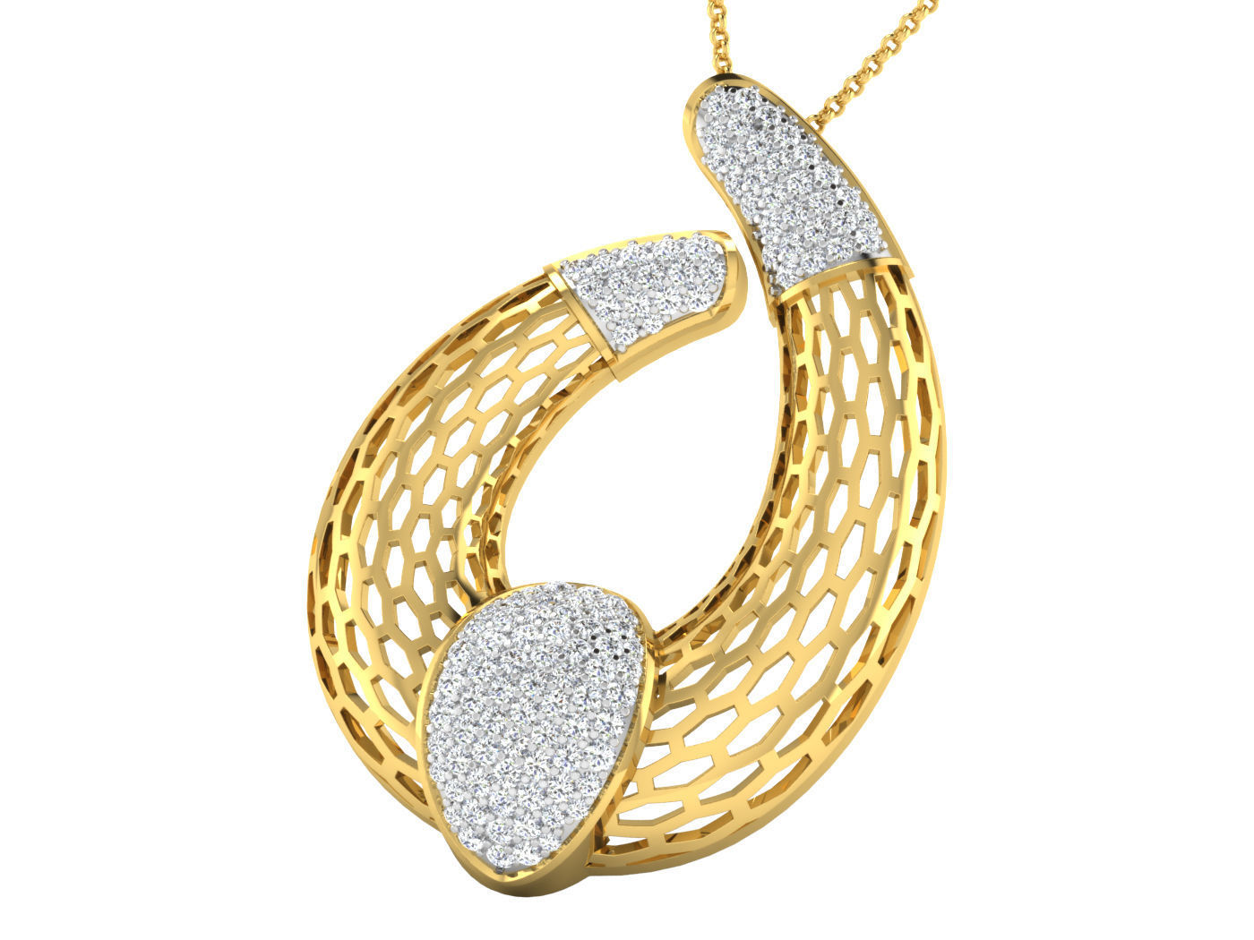 Wire Mesh High Jewelry Pendant Earrings Set 3dm stl obj mtl 3D print model_3