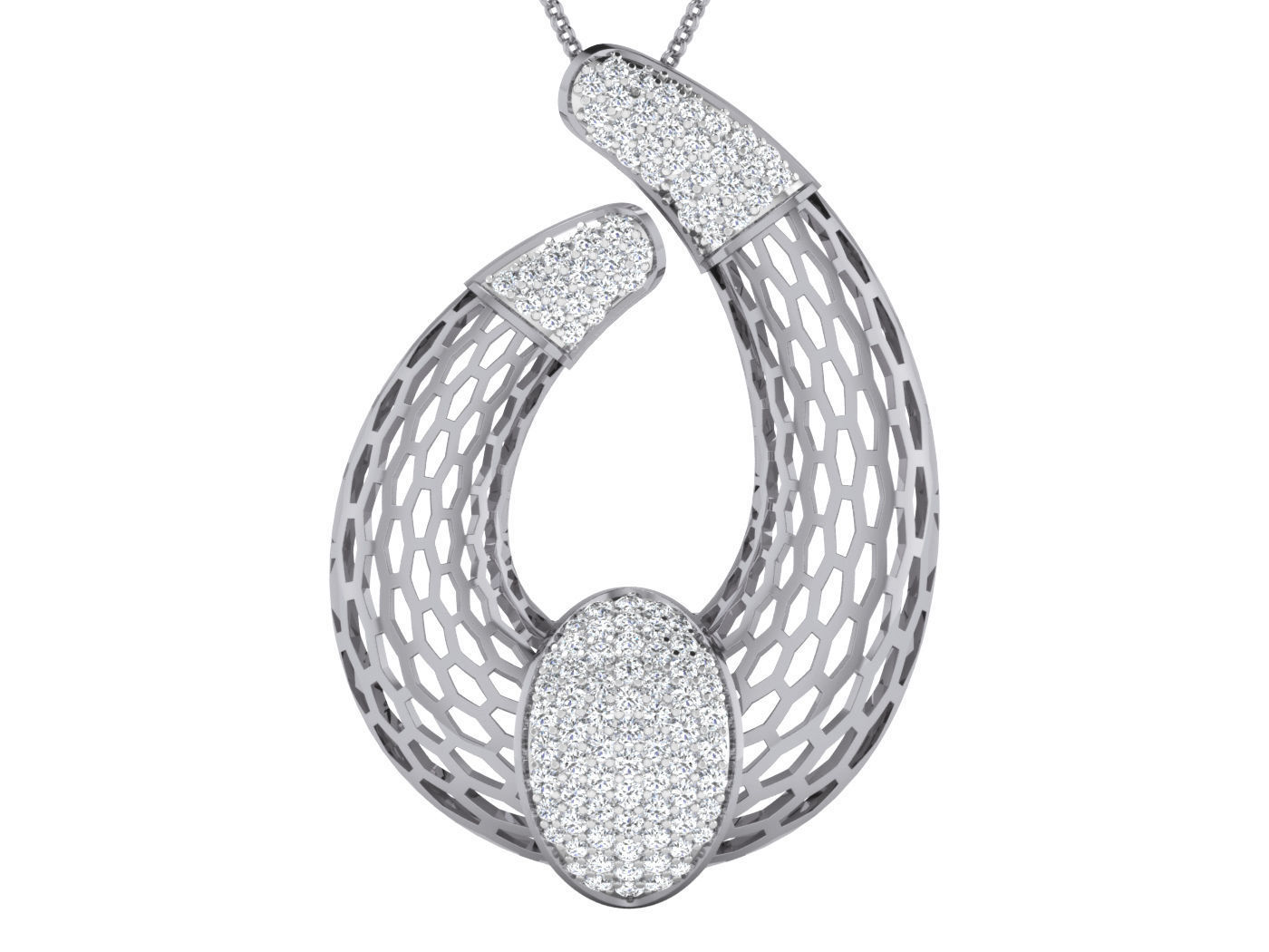 Wire Mesh High Jewelry Pendant Earrings Set 3dm stl obj mtl 3D print model_9