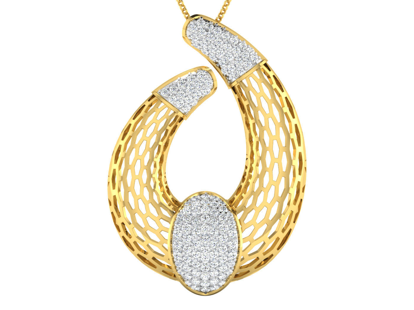 Wire Mesh High Jewelry Pendant Earrings Set 3dm stl obj mtl 3D print model_8