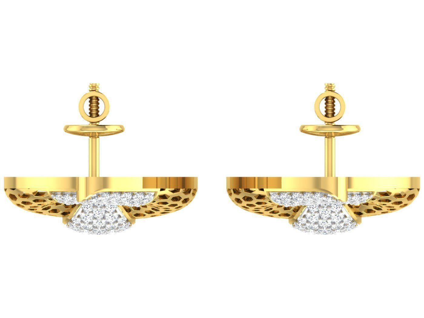 Wire Mesh High Jewelry Pendant Earrings Set 3dm stl obj mtl 3D print model_20