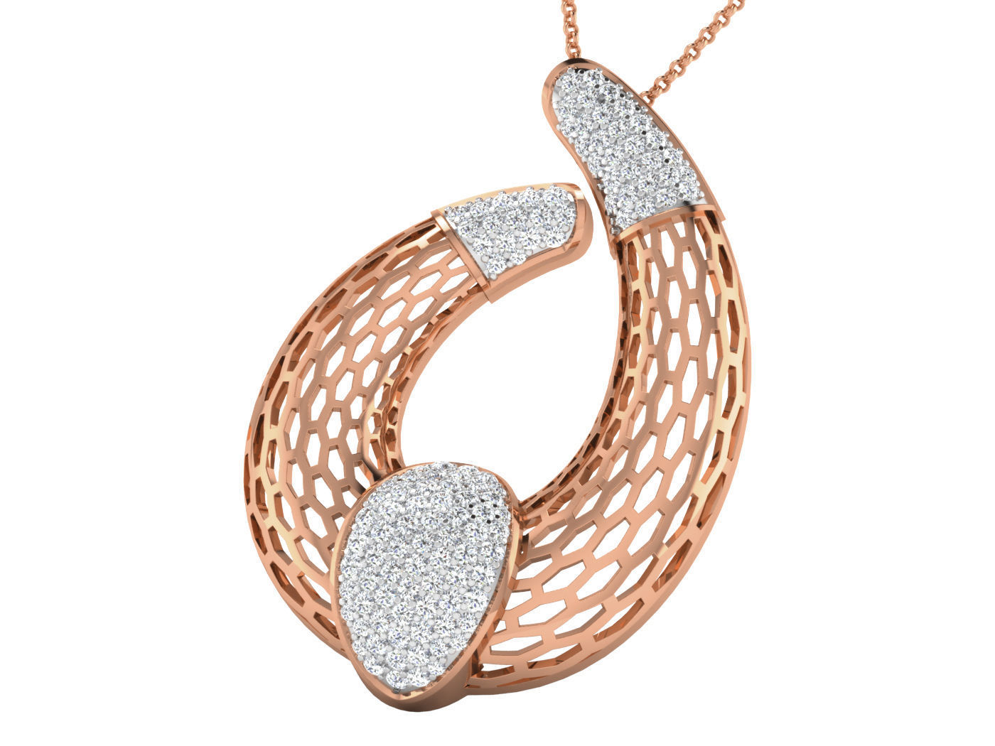 Wire Mesh High Jewelry Pendant Earrings Set 3dm stl obj mtl 3D print model_4