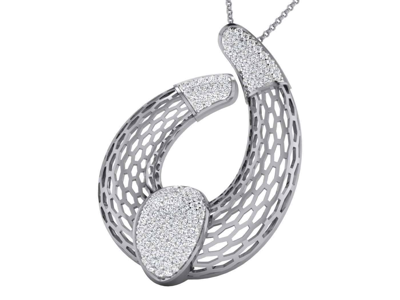 Wire Mesh High Jewelry Pendant Earrings Set 3dm stl obj mtl 3D print model_5