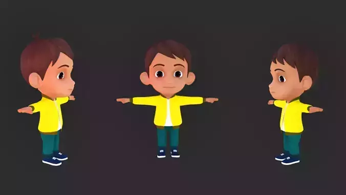 Cute Little  Young Boy 3d Character Model 