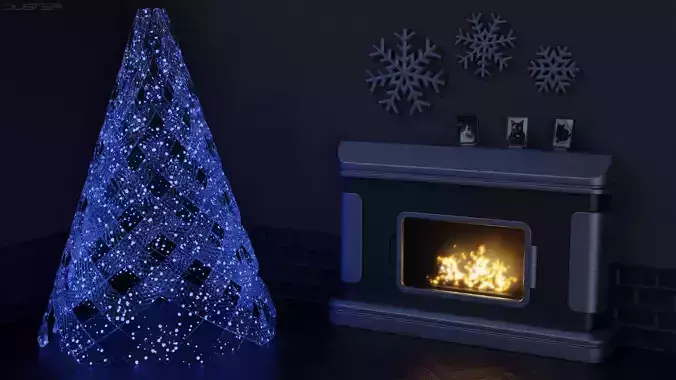 Modern Christmas Tree - Decoration - Fireplace