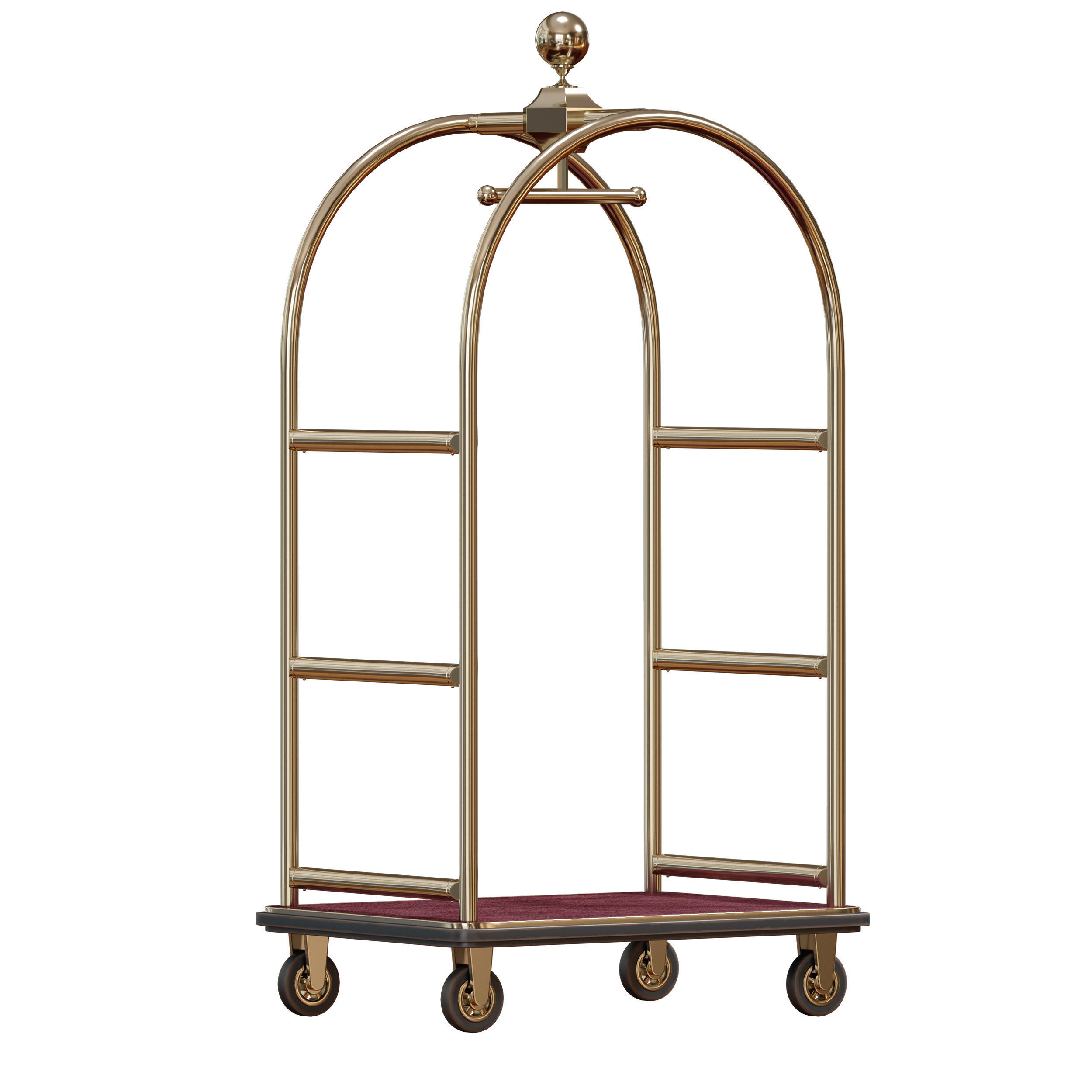 Hotel trolley on wheels 3D model_1