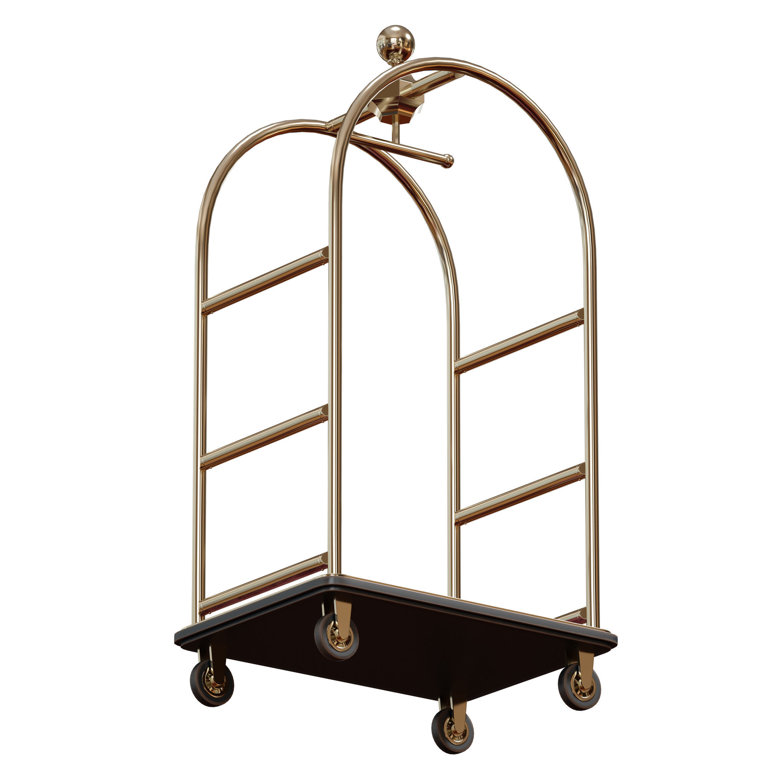 Hotel trolley on wheels 3D model_2