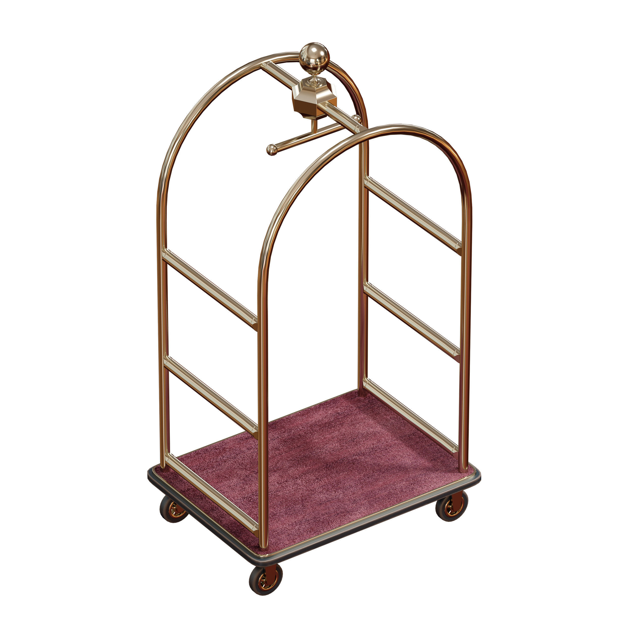 Hotel trolley on wheels 3D model_3