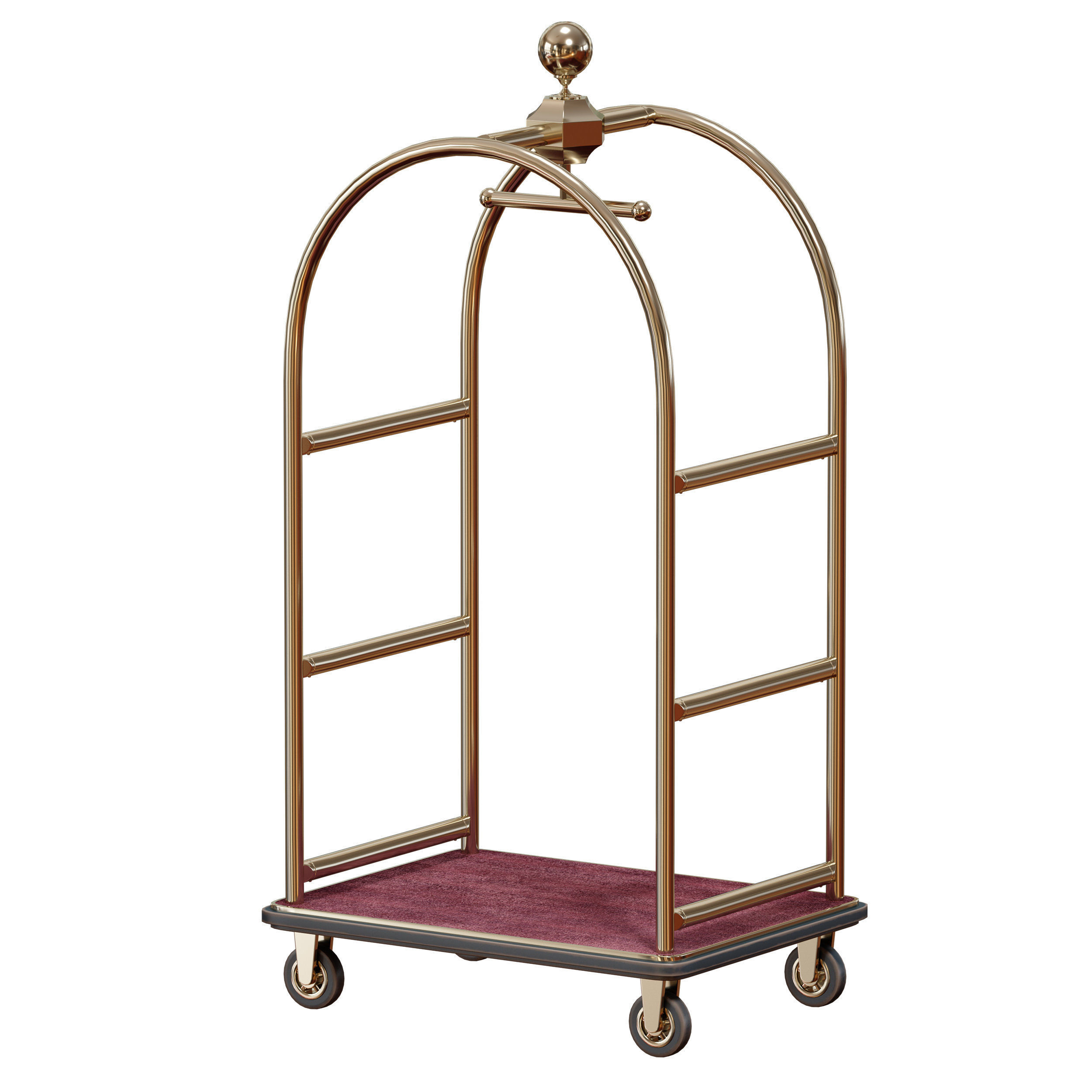 Hotel trolley on wheels 3D model_7
