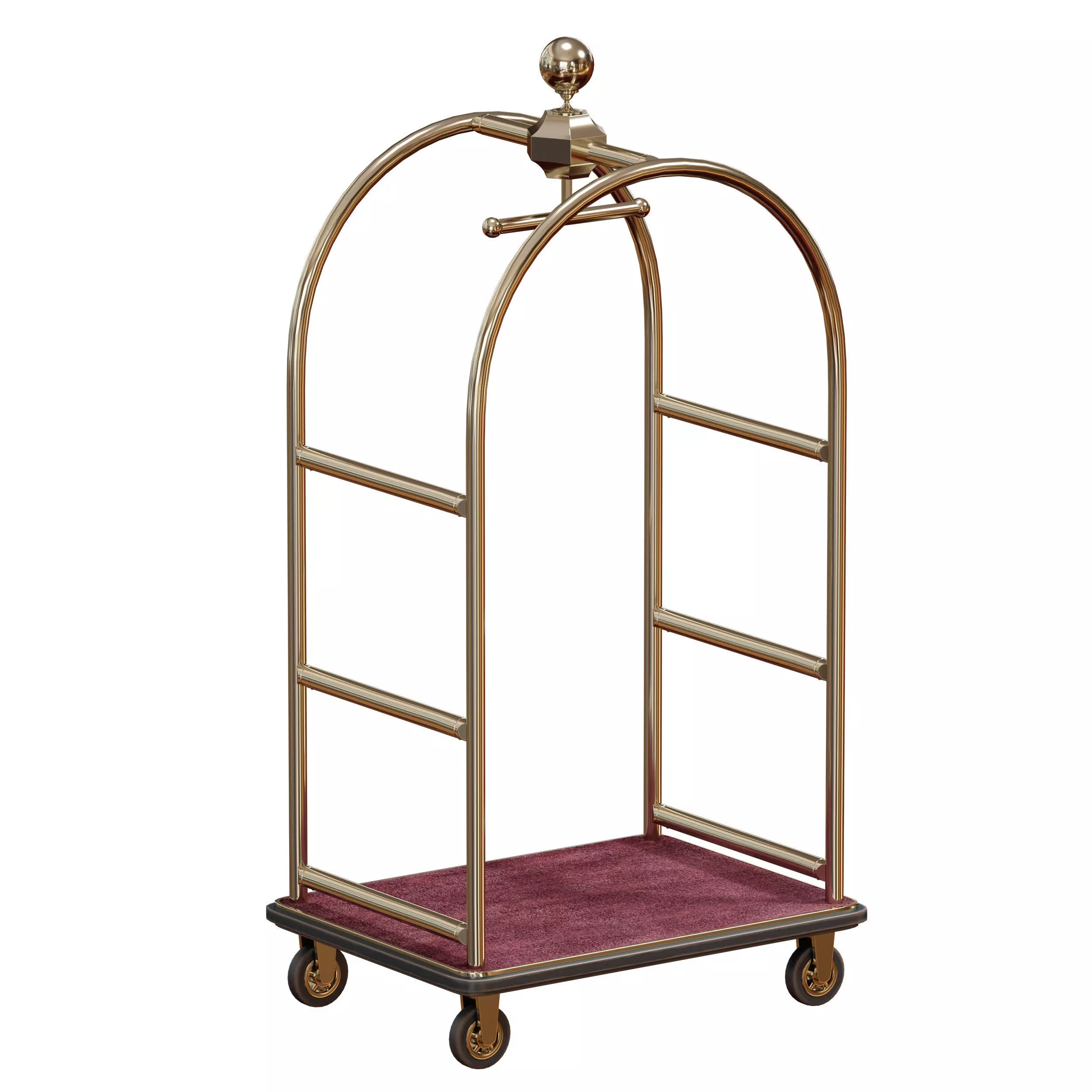 Hotel trolley on wheels 3D model_0