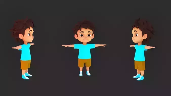 Cute Young Boy 3D Model
