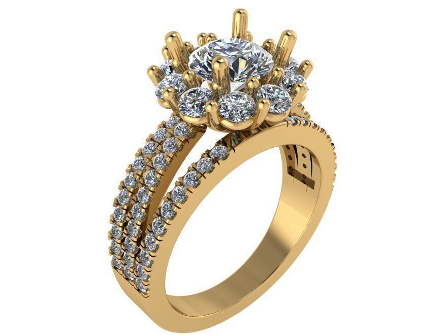 Round Halo Split Shank Ring 1589 3D print model_1