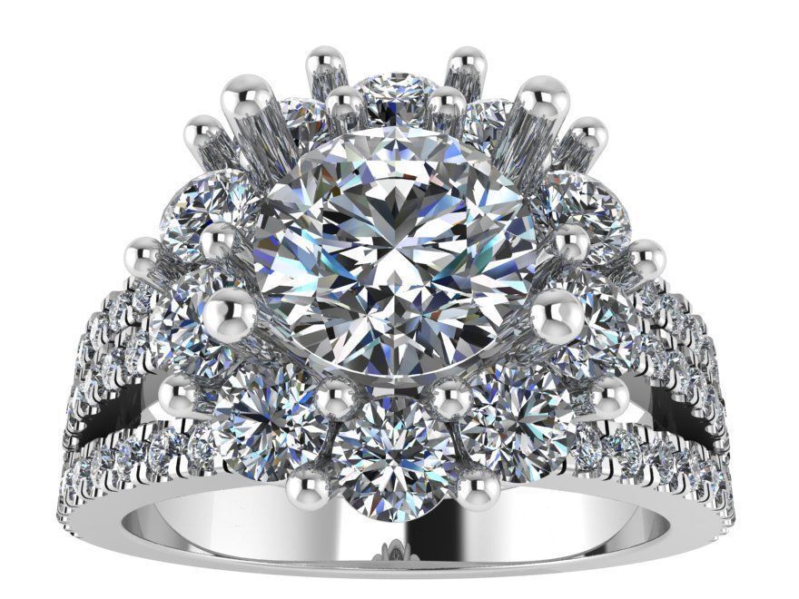 Round Halo Split Shank Ring 1589 3D print model_2