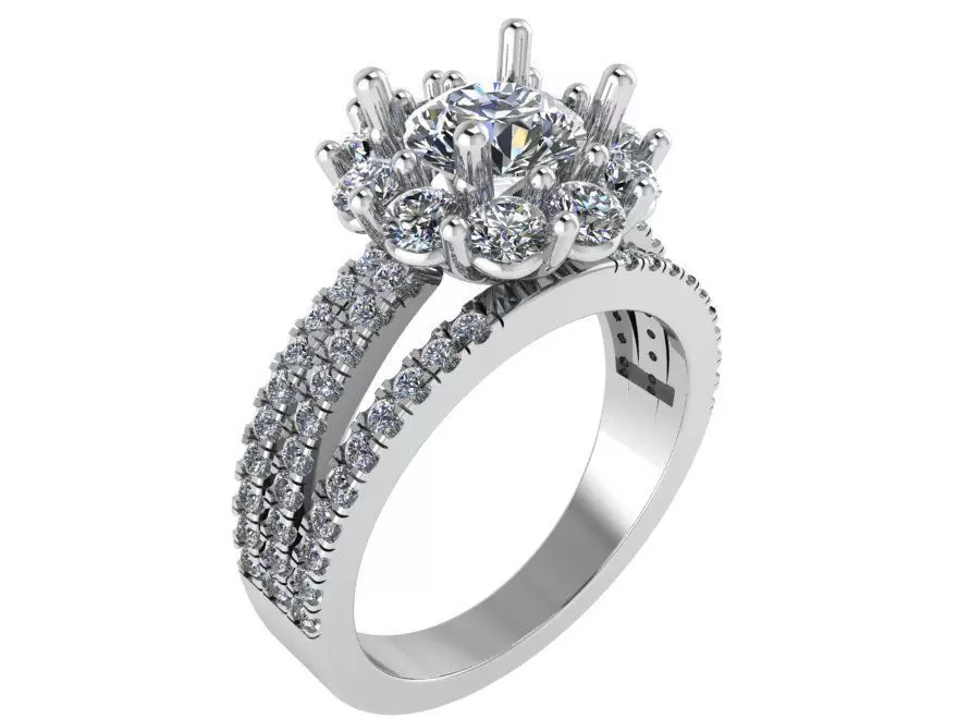 Round Halo Split Shank Ring 1589 3D print model_0