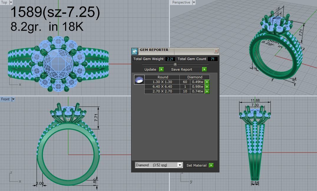 Round Halo Split Shank Ring 1589 3D print model_4