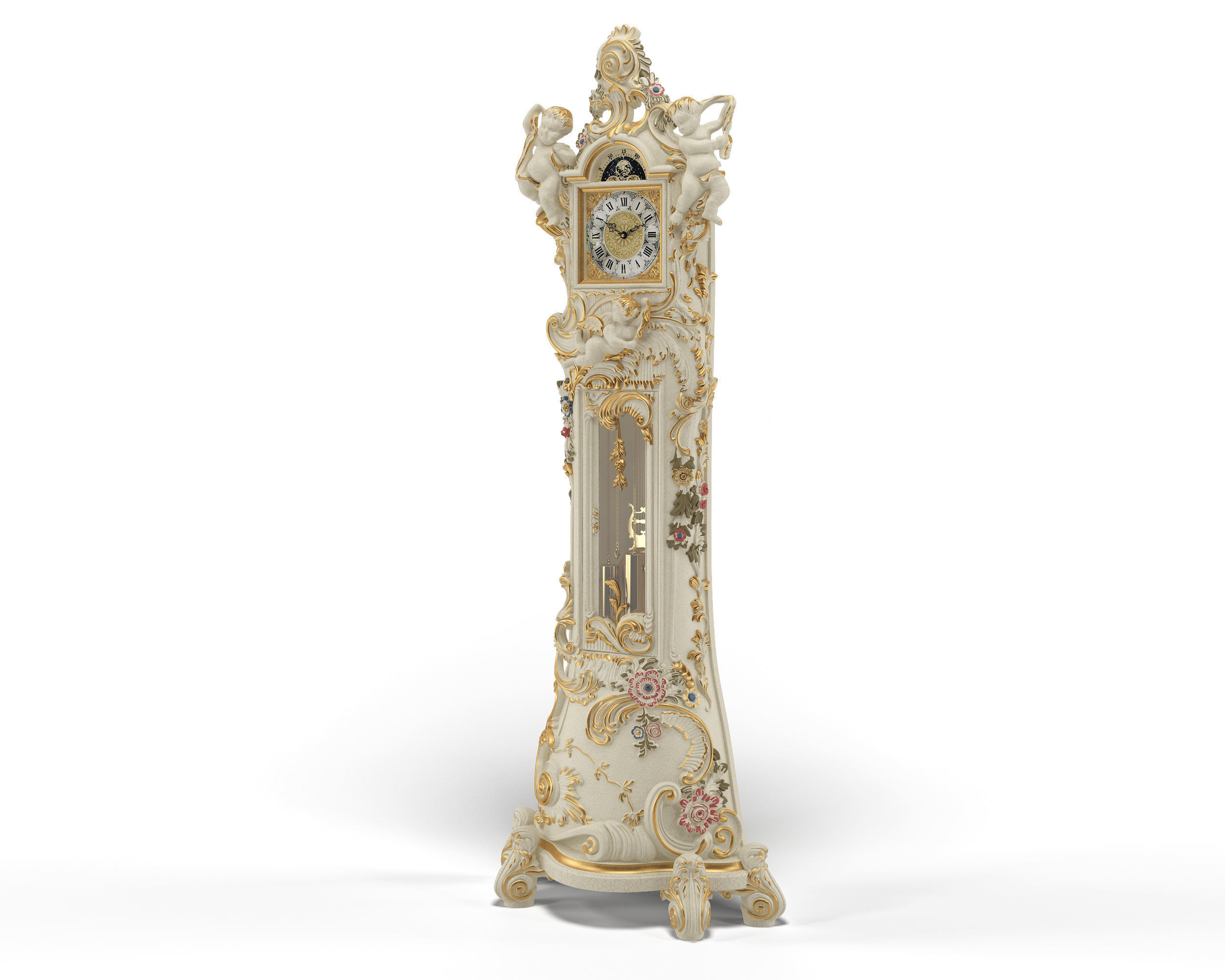 Luxury Grandfather Clock 3D model_4