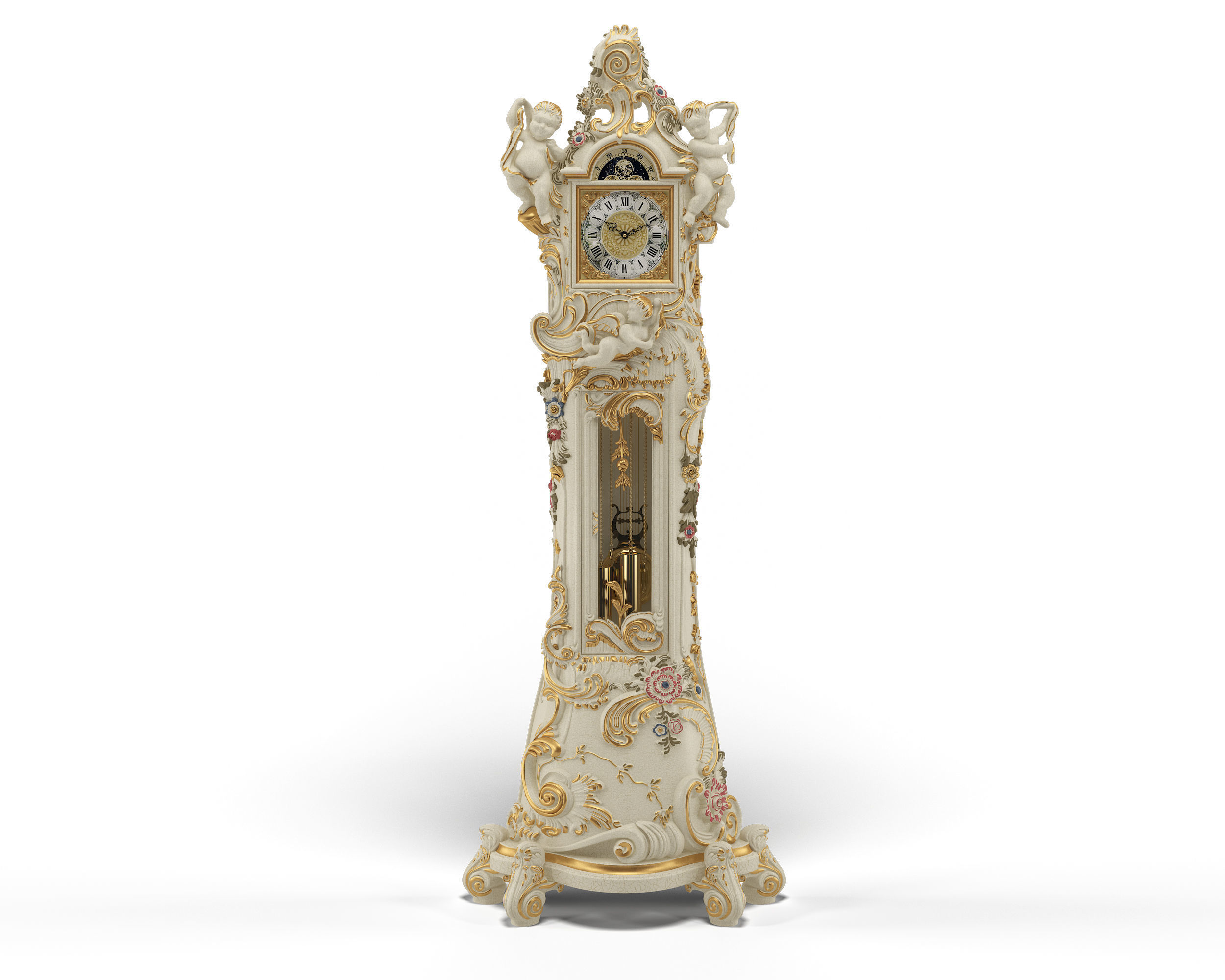 Luxury Grandfather Clock 3D model_1