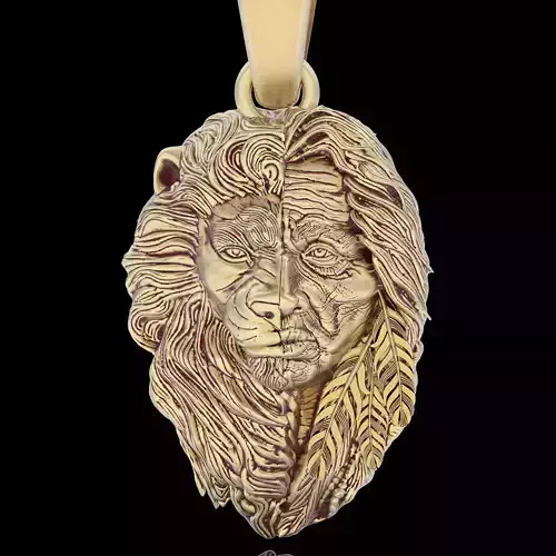 lion indian pendant silver gold jewelry printable 3d model