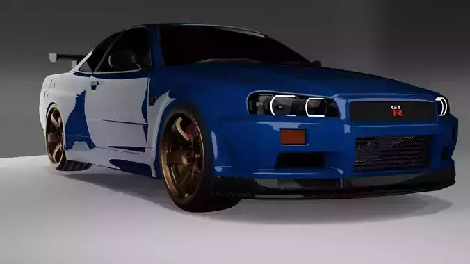 Nissan GTR R34 Skyline Ready For Unity Free 3D model