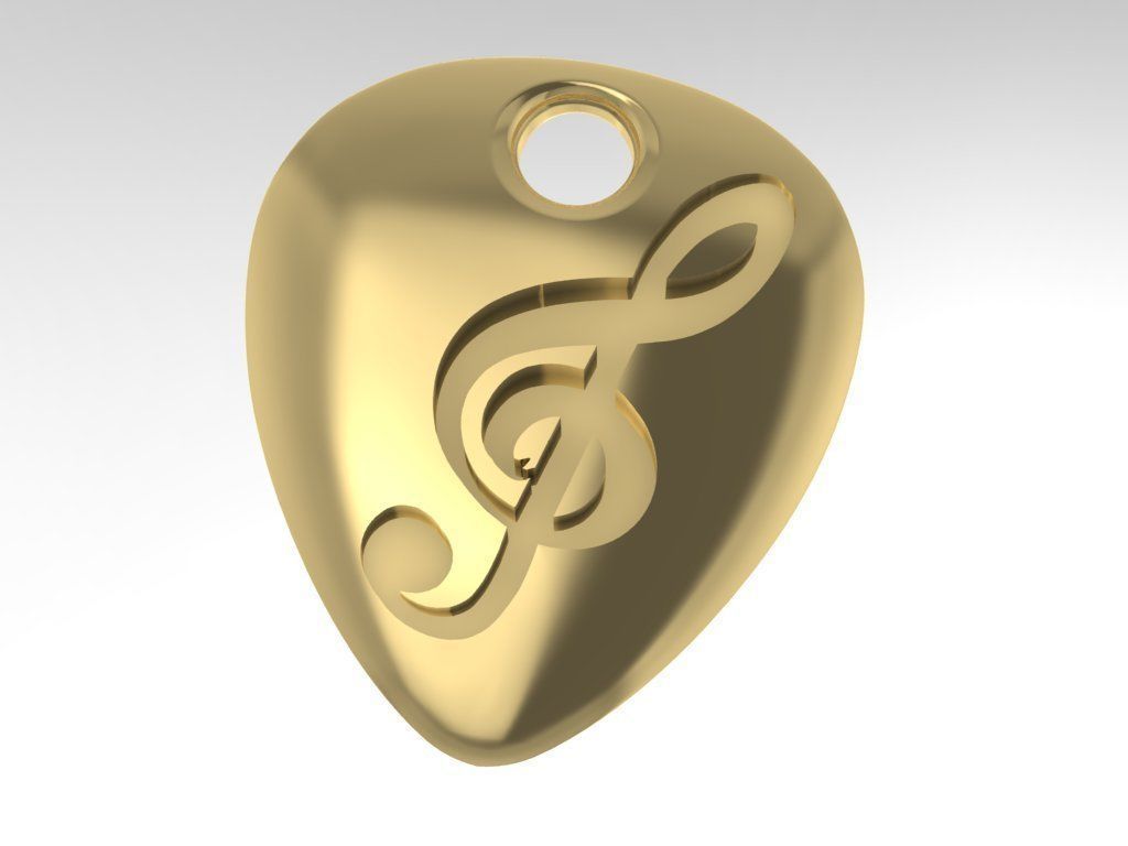 3D printable guitar pick with engraved violin key picture free 3D model ...