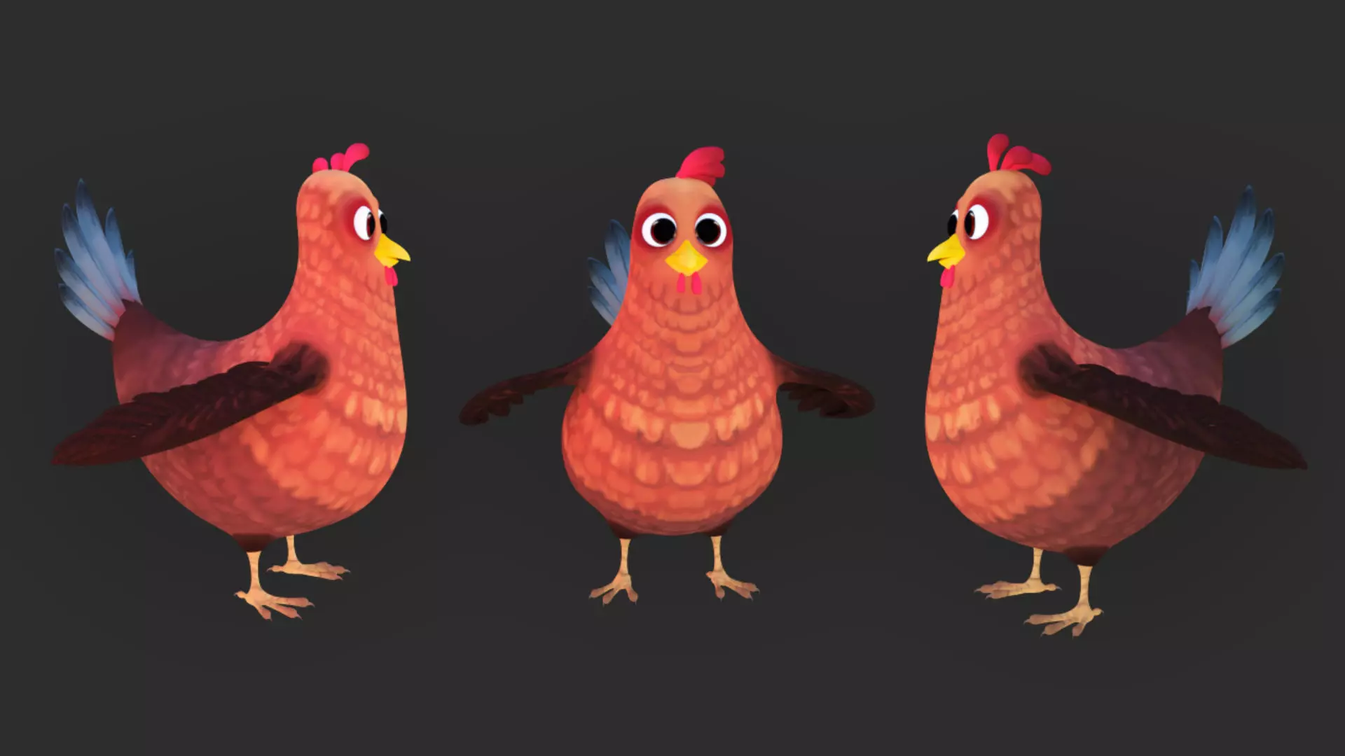 Cartoon Chicken Character 3D Model Low-poly 3D model_0
