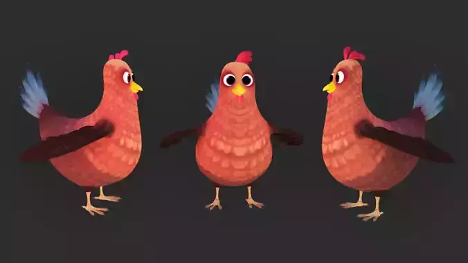 Cartoon Chicken Character 3D Model Low-poly 3D model