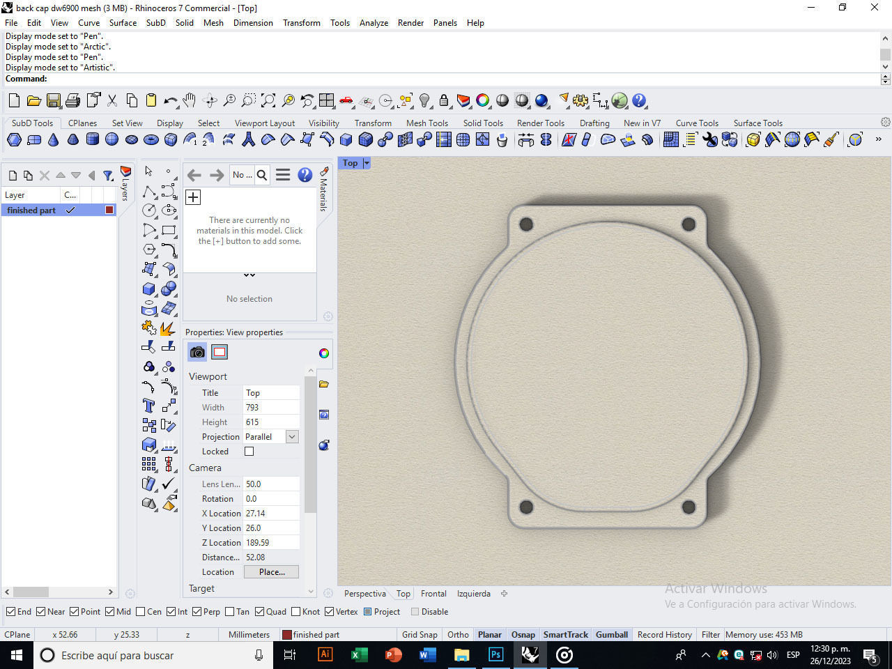Back cap for digital quartz watch 3D print model_5