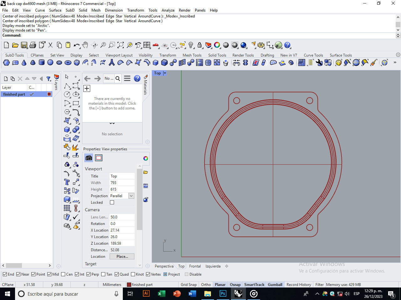 Back cap for digital quartz watch 3D print model_7