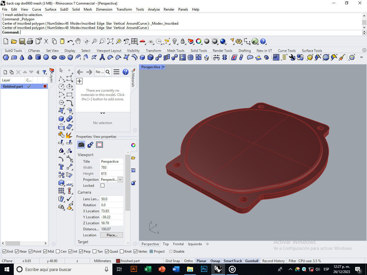 Back cap for digital quartz watch 3D print model_4